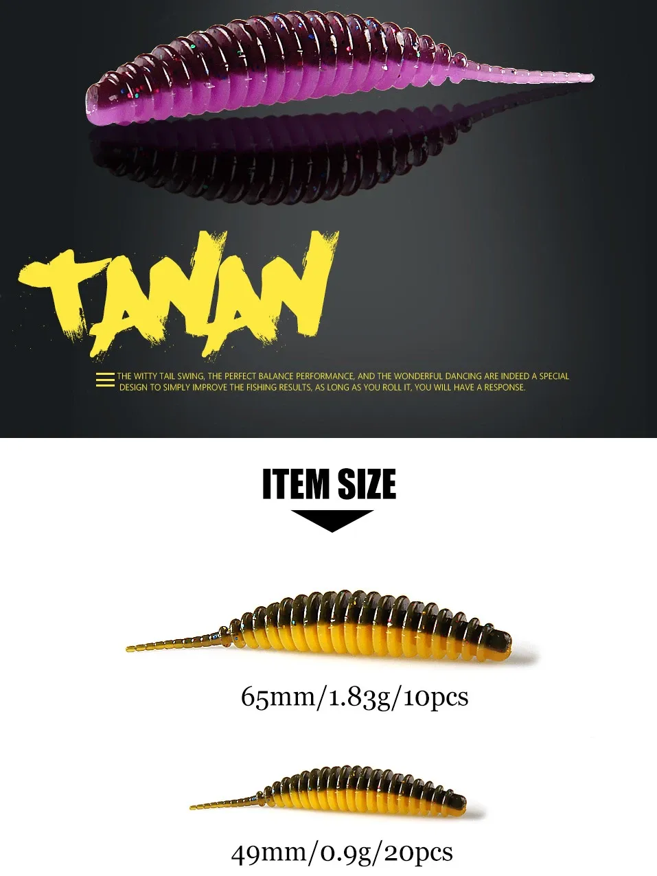 Goture Worm Soft Lure 20st 49mm lockar Set Fanatik Artificial Pva Bait for Carp Fishing Bass Lure Tanan Fishing Tackle