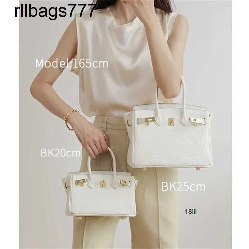 Läder BK Designer Bags Crocodile Milkshake White Platinum Bag Single Shoulder Messenger Bag stora kapacitet Kvinnor