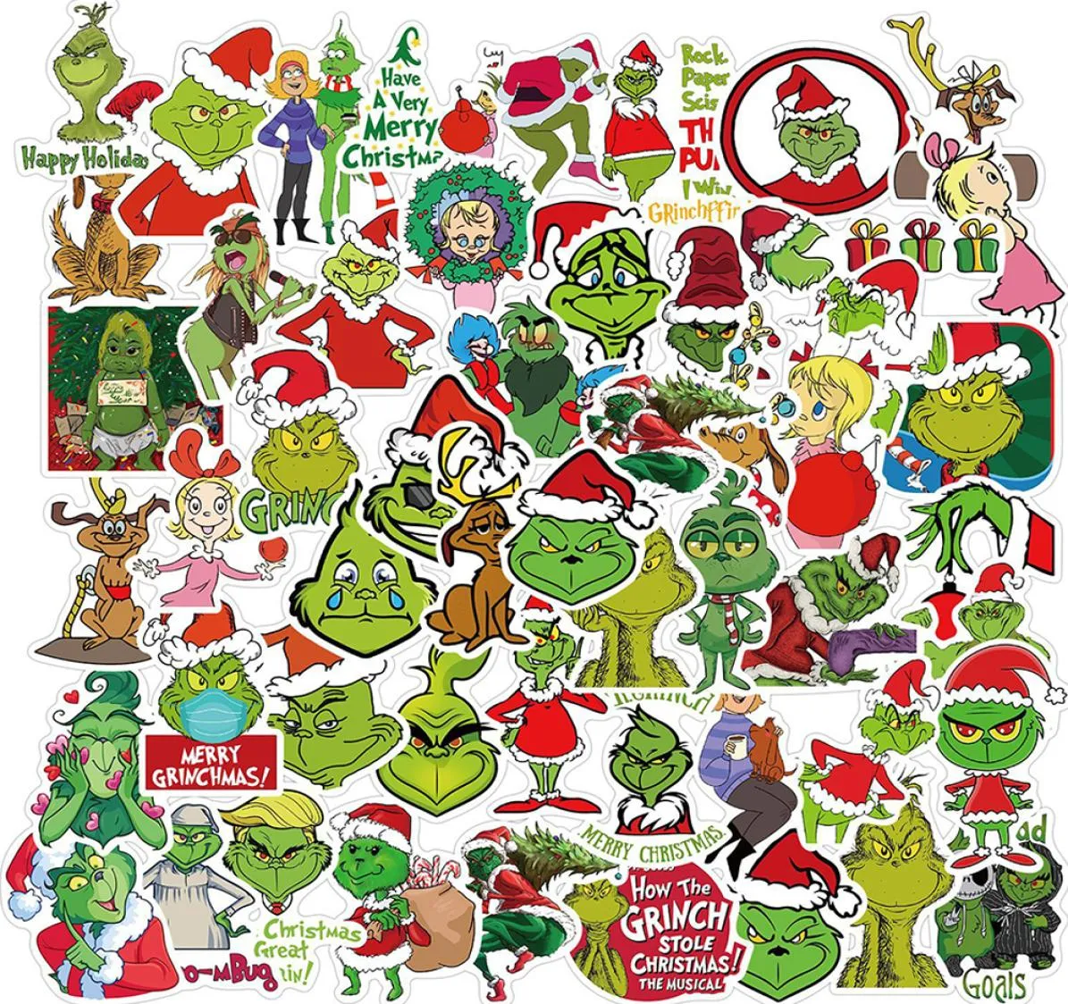 103050pcs Hoe de Grinch Stal Christmas Cartoon Stickers laptop telefoon koelkast waterdichte graffiti -sticker sticker packs kind speelgoed2486105