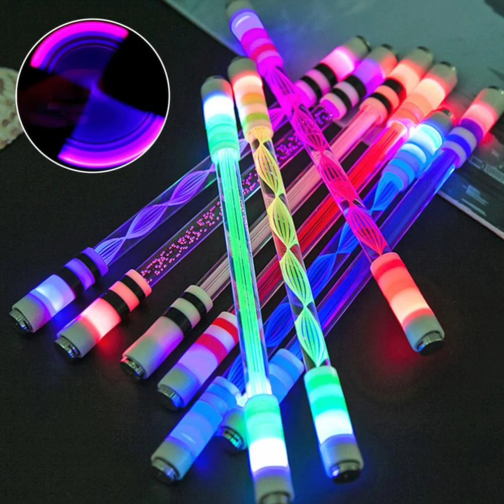 LED Luminous rotierende Stift ohne Nachfüllungen Professionelles Anti-Fall-Gaming-Spinningstift-Kugelstiftstift-Flash-Stick-Tasche Penlight Torch
