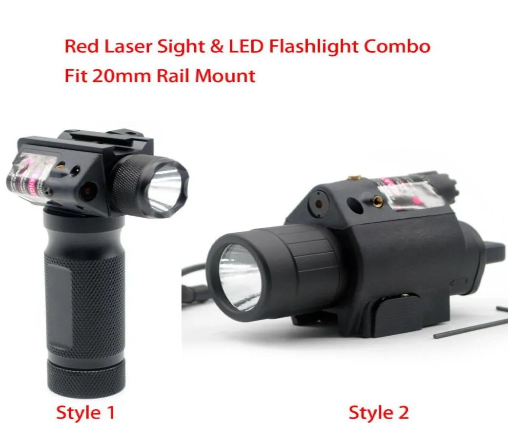 Tactische rode laser -zicht LED -flitslampje Combo Flashlight Fit 20 mm Picatinny Rail Mount 7902804