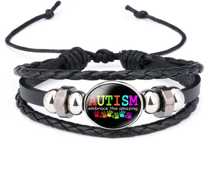 Nowe dzieci Autyzm Autyzmu Bracelety dla dzieci Autyzm Autyzm Dziewczyna Dziewczyna Charm skórzana opaska Bieczek Moda Inspirująca biżuteria9908231