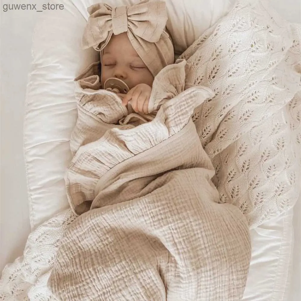 담요는 신생아 침대를위한 견고한 평범한 아기 스와드 담요 유기농 아기 액세서리 신생아면 담요를받는 신생아 y240411