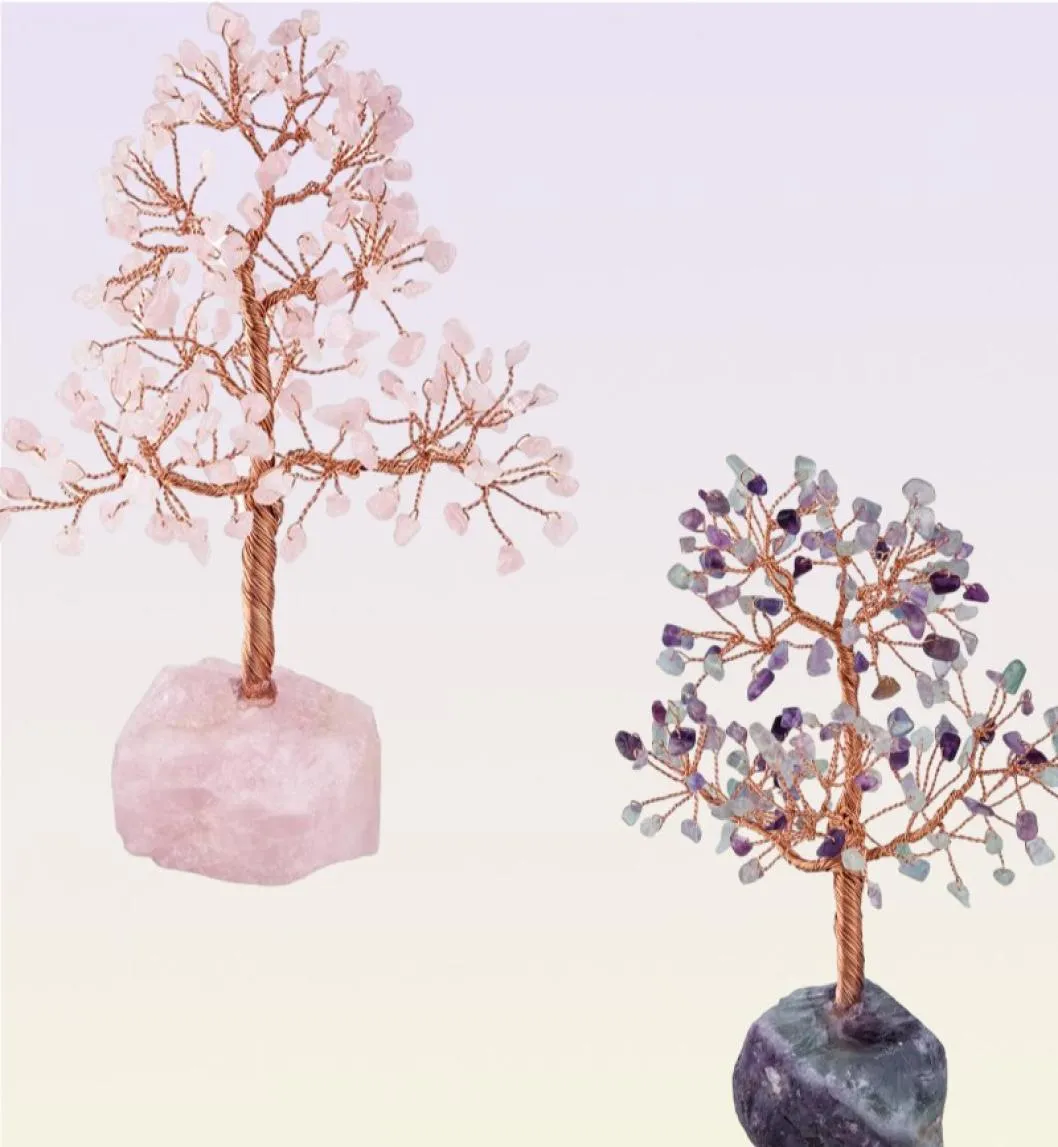 Sacches de bijoux Sacs Crystal Natural Crystal arbre Copper Fil en cuivre Emballé Spécimen minéral Reiki avec base de quartz pour richesse An8468080