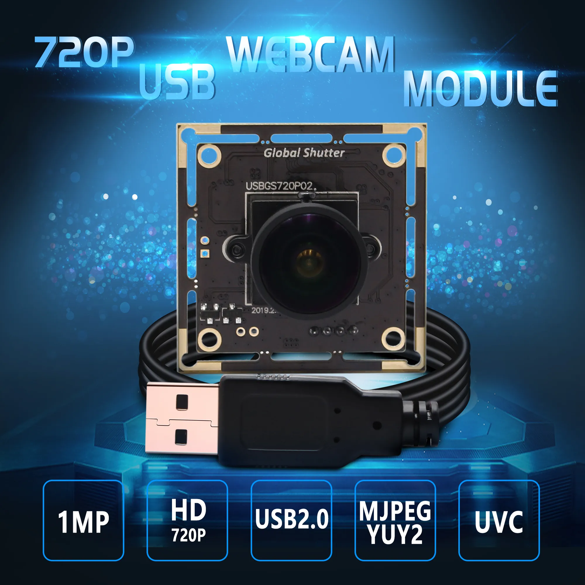 Global Shutter 60fps 720P 1MP Wide Angle UVC USB Webcam with Shutter ...