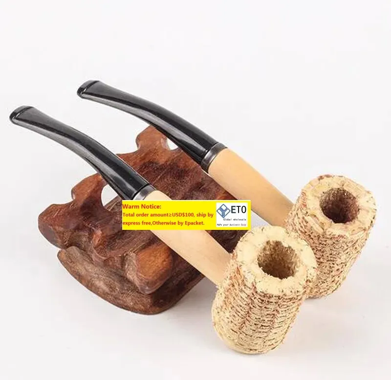 New Style Corn Cob Material Cigarette Tobacco Smoke Pipes 140mm Straight Filter Pipe Good Heat Dissipation Mouthpiece Smoking Accessories LL