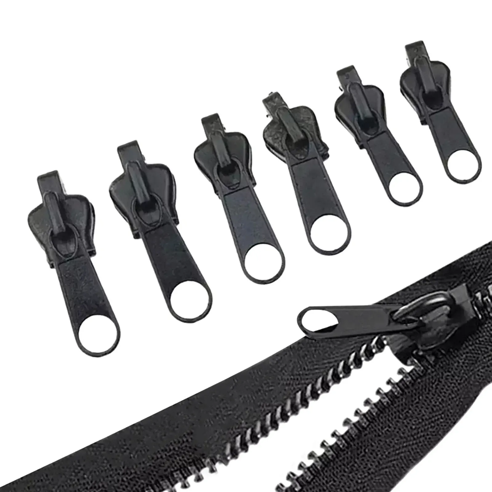 6pcs Curseur universel à fermeture éclair pour la fermeture à glissière Puller de couture bricolage petit / moyen / grande taille Fixable détachable pour le sac en cuir à bagages