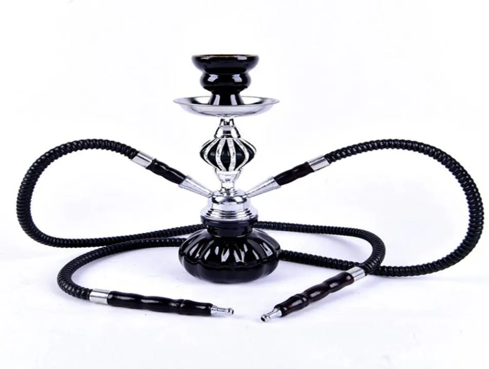 Double tuyaux de narguilé Travel Shisha Pipe Set Nargile Chicha Narguile EXCHETO avec bol Tongles en cartouche en métal tabagisme C03128617880