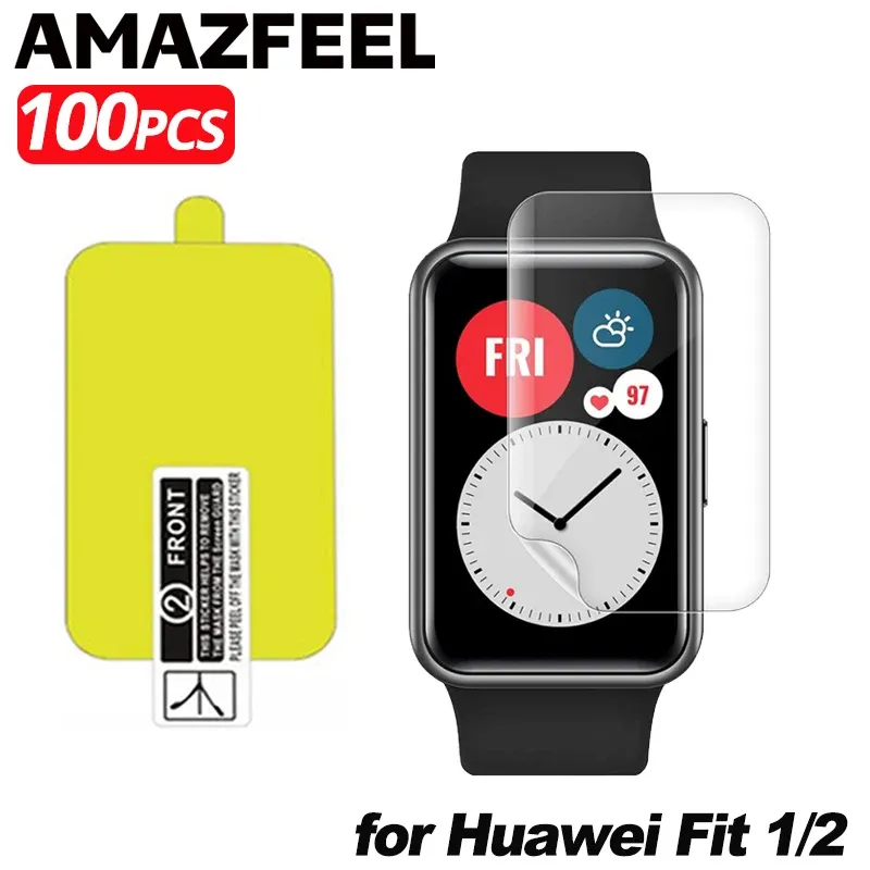 Tillbehör 100st Film för Huawei Watch Fit /Watch Fit 2 Screen Protector TPU Hydrogel Protective Film för Huawei Watch Fit 2 Accessories