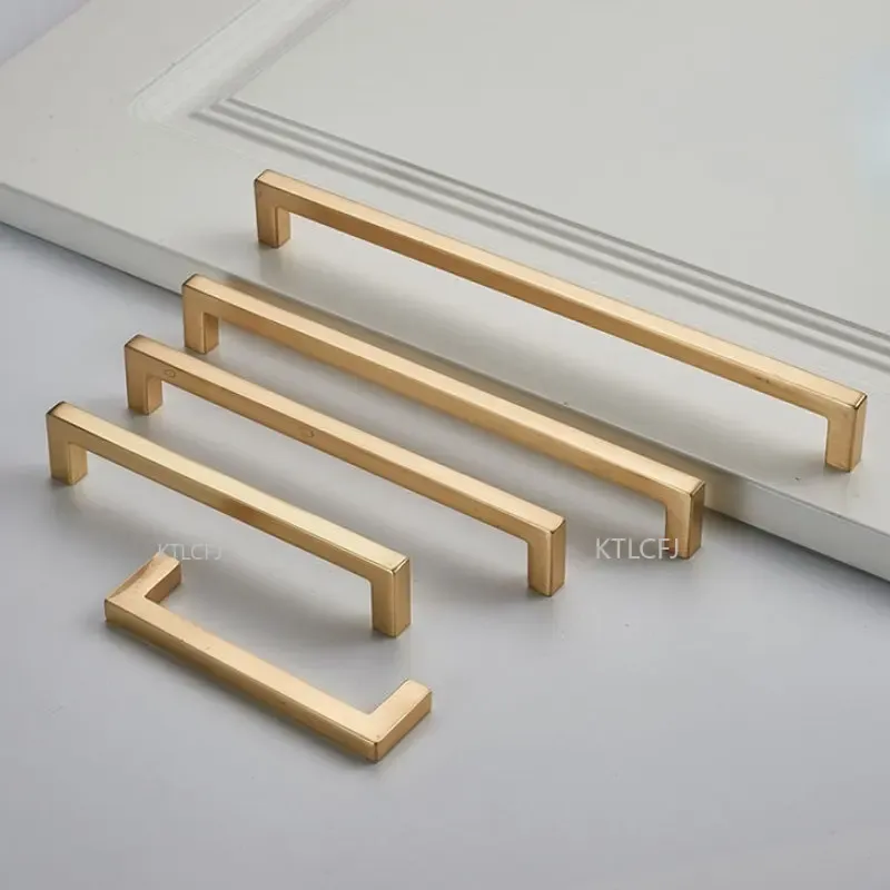 Poignée à longue poignée moderne à mobilier de cuisine minimaliste tiroir d'armoire à la garde-robe bouton de casier armoire de chevet en or