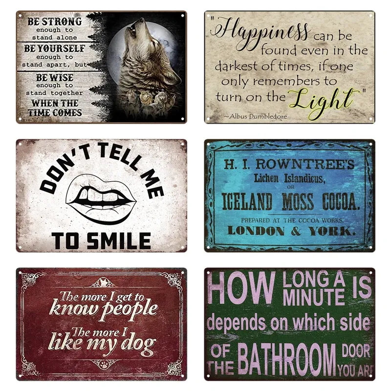 Retro Tin signe Règles de vie Slogan Humes positives LETTRE MÉTAL METAL PLAQUE PLAQUE VINTAGE PLAQUE POUR LA MAINEMENT DÉCOR