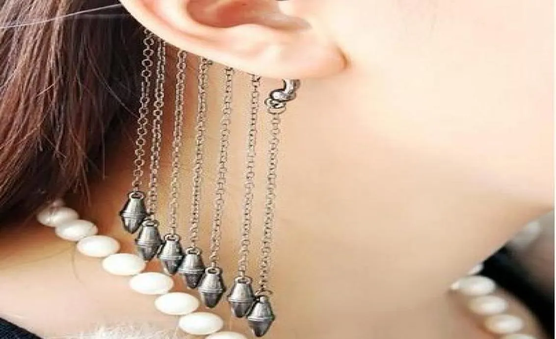 European and American punk designer Earless lug with fashional and orignal bullet long tassels ear cuff GD1242596617