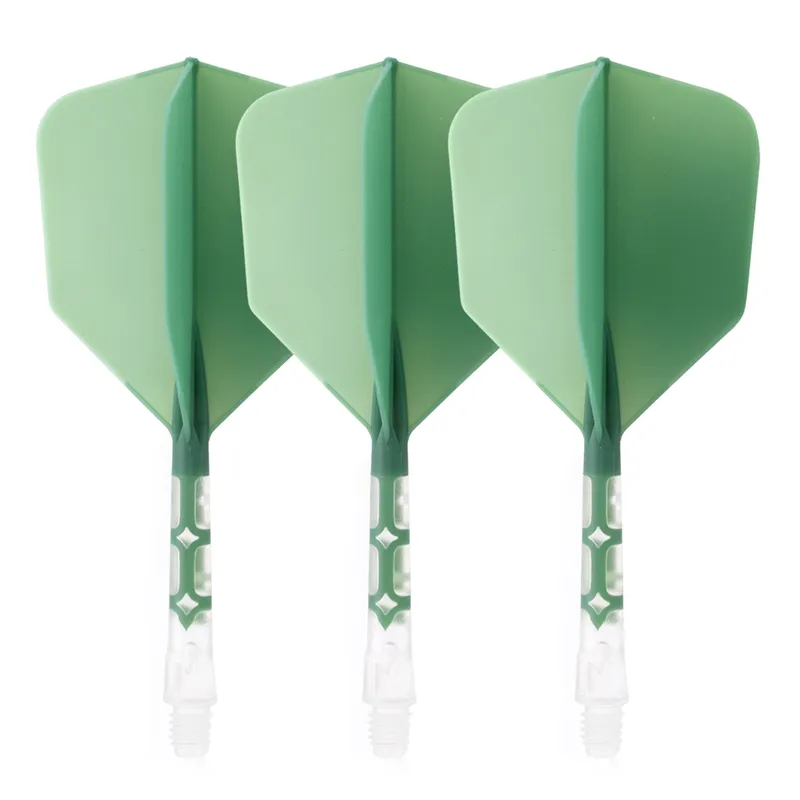 Cuesoul 929 Novo lançamento Rost T19 Integrated Dart Shaft and Flights Big Wing Shape, conjunto de verde de 3 anos