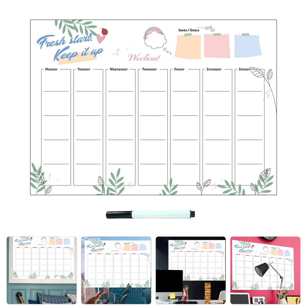 Calendrier du mur blanc magnétique Calendrier hebdomadaire Effriger le réfrigérateur à sec Réfrigérateur PVC Child