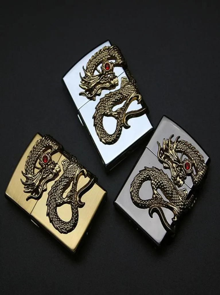 Nouvelle arrivée Gold Dragon Huile Flame gonflable Torse de roue plus léger Boutane Bustane 1300C Cigarettes cigares plus légères 1361831