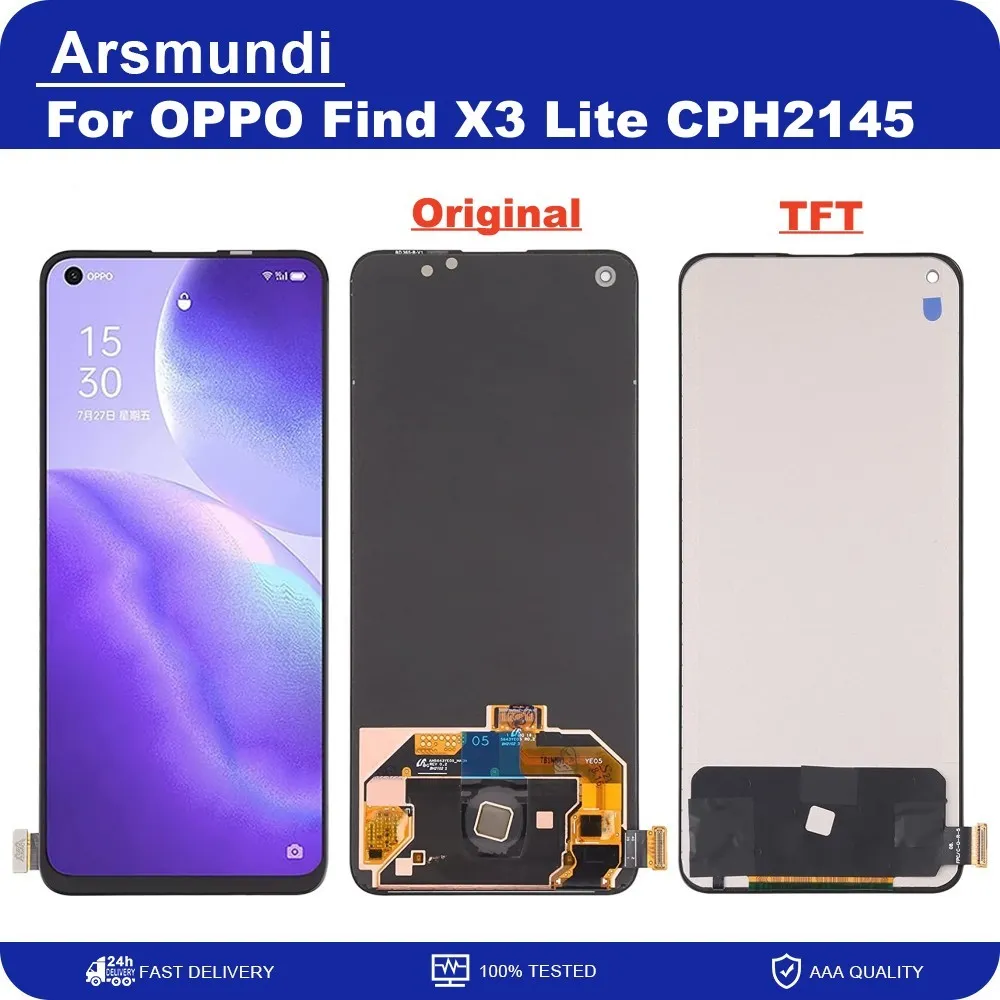 Écran LCD Tactile Complet Pour Oppo Find X3 Lite 5G CPH2145 – 6,43 Pouces, Remplacement Avec Cadre Noir