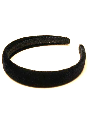 2.5cm Velvet Covered BLACK Aliceband Headband Hair Band slightly padded