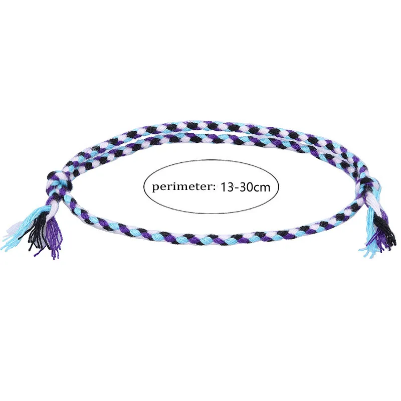 10pcs Glückshandwerk gewebte Saitenarmbänder für Frauen Männer Quasten Knoten farbenfrohe Fadenverstellbares Seil Großhandel
