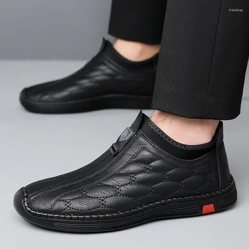 Casual Shoes Winter Men's Sneakers Breathable Leather Non-slip Walking Business Slip-on
