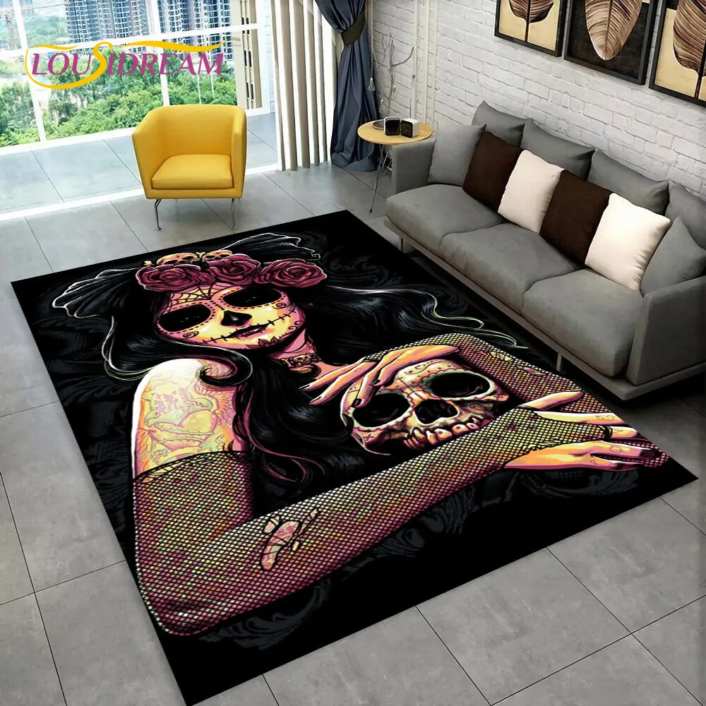Gothic Skull Carpet Rug: 3D Horror Design, Non-Slip Floor Mat - Shop ...