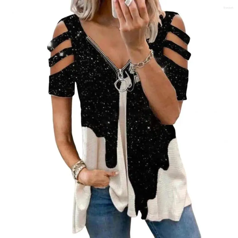 Blouses voor dames losse fit vrouwen tee printing vakantiefeestje TEES stijlvolle zomer t-shirt collectie ritsvaart v-neck kou voor