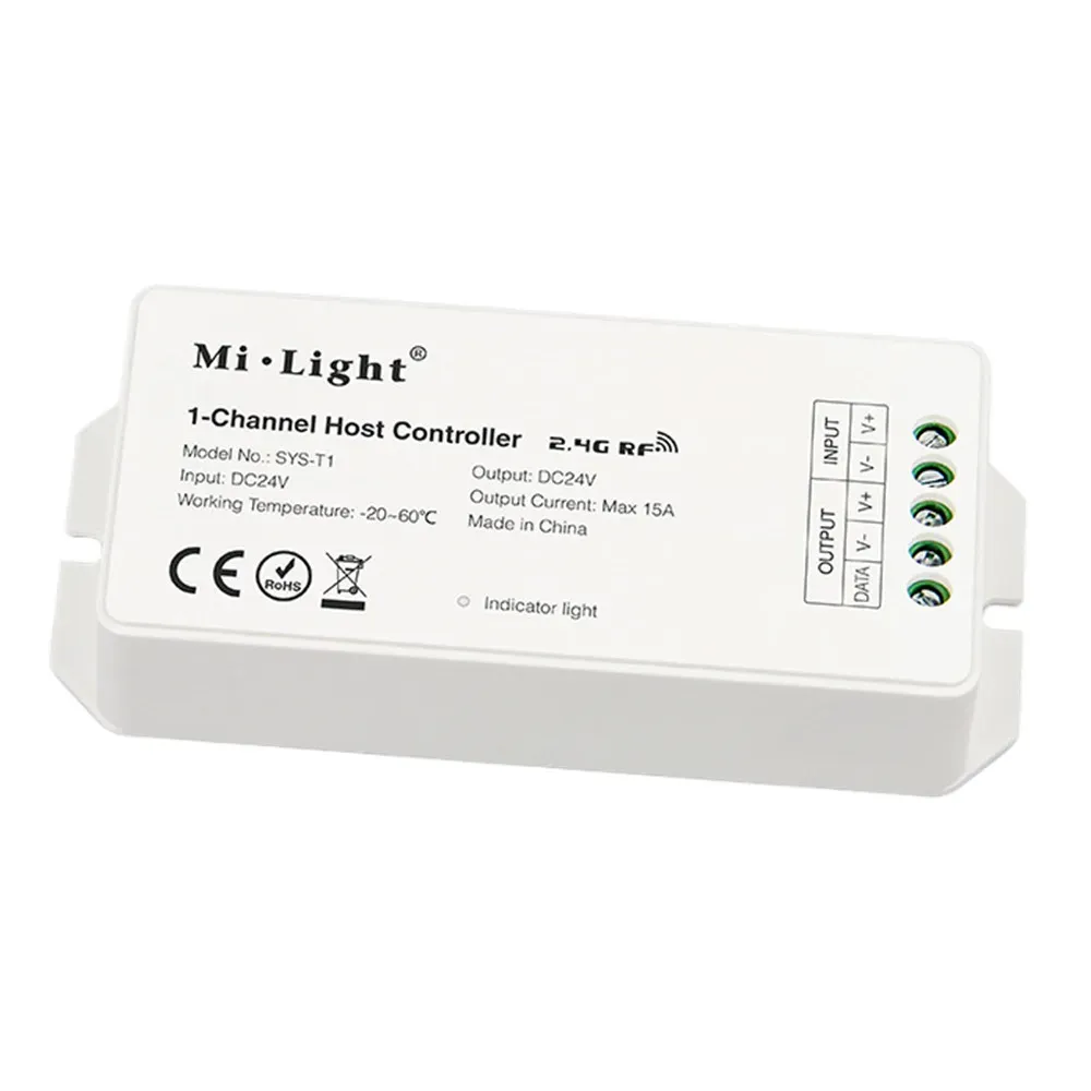 MiBoxer DC24V 15A SYS-T1/SYS-T2 Controlador de host de 1 canal/amplificador de potência Amplificar a lâmpada LED da série Signify Signify Signal Signal