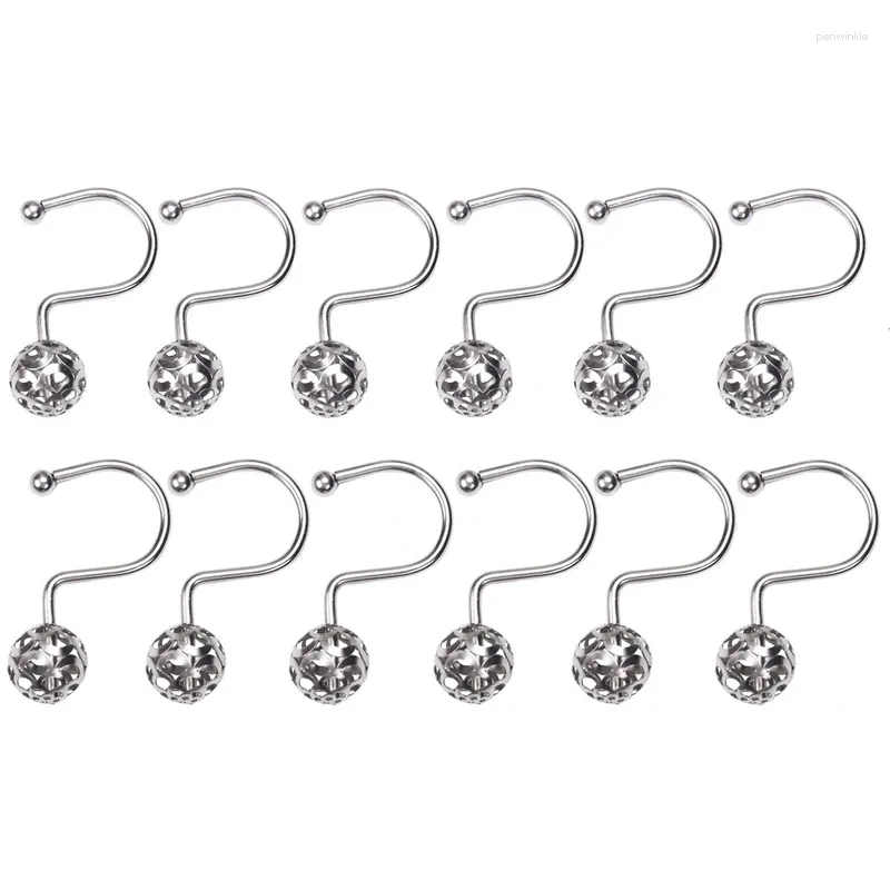 Rideaux de douche ABSF Curtain Hooks Anneaux Set de 12 décor Metal Rustproof pour salle de bain