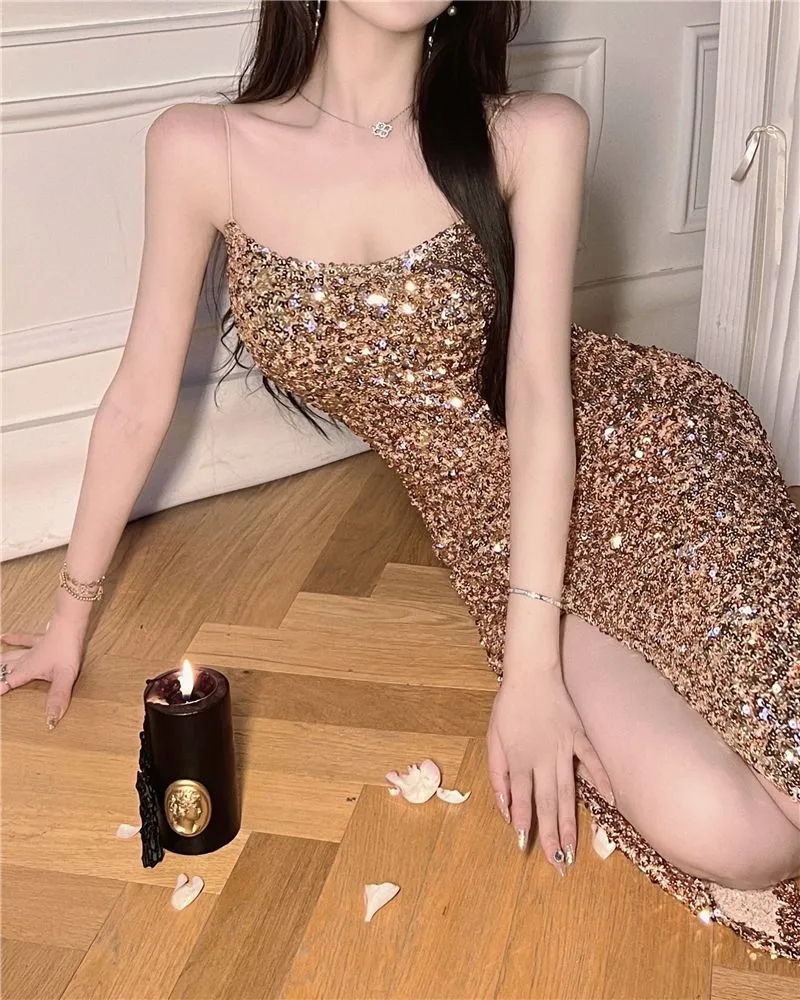 DHgate.com:Womens Sequin Spaghetti Strap Party Dress, Gold DHgate.com:Womens Sequin Spaghetti Strap Party Dress, Gold
