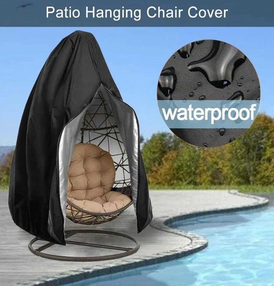 Couvre-chaises étanche extérieure extérieur couvercle d'oeuf Swing Dust Protector Patio avec fermeture de protection à fermeture éclair6975051
