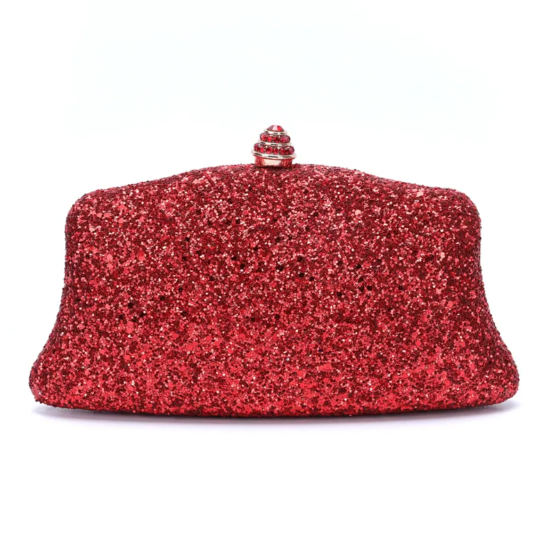 Women Purple/Red/Pink Stones Evening Clutch Bag Diamond Sequin Wedding Clutch Purse and Handbag Party Banquet Chain Shoulder Bag