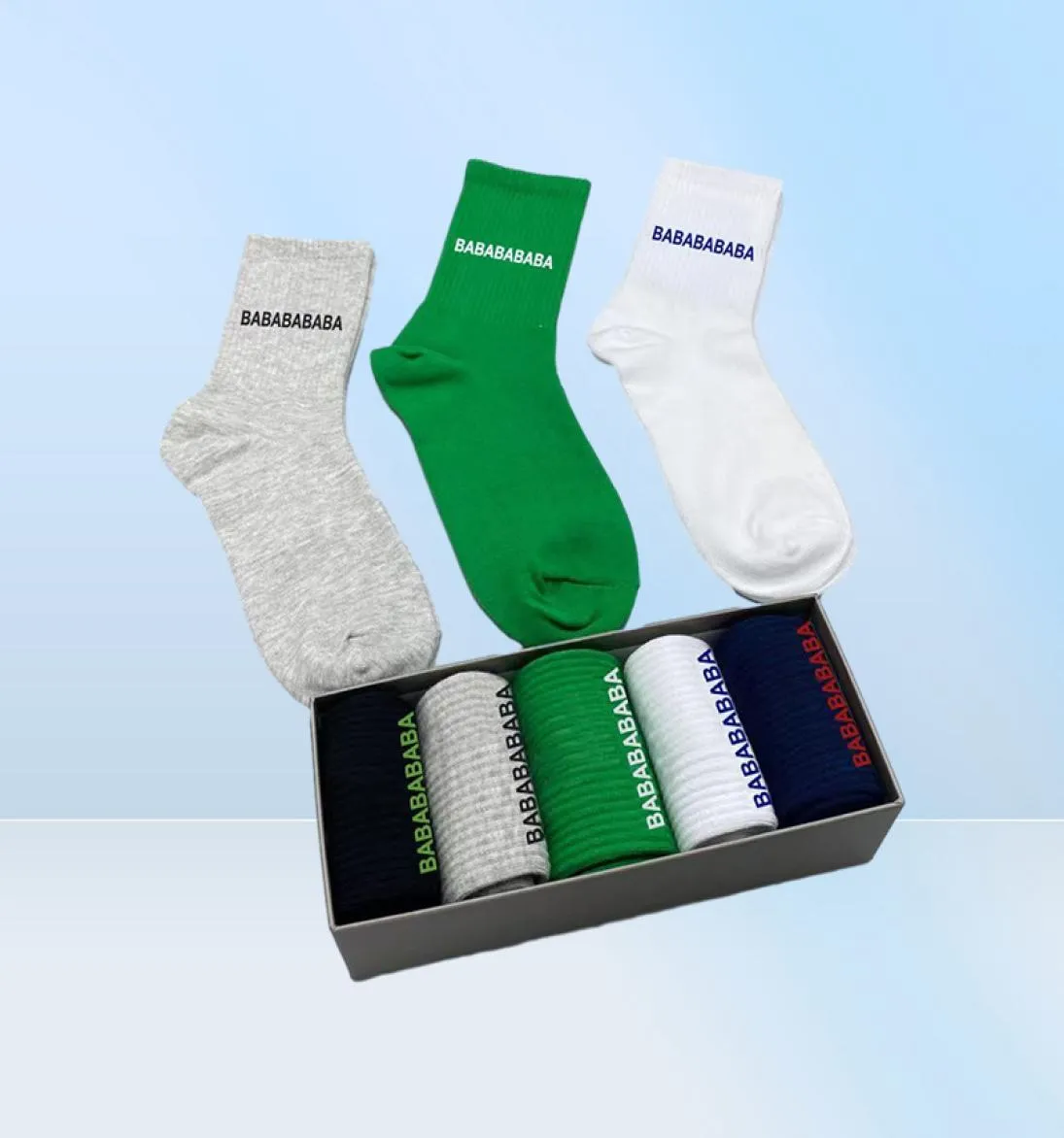 2022 Дизайнерские мужские женские носки пять пары роскошные спортивные спортивные сетчатые сетки печатная вышива