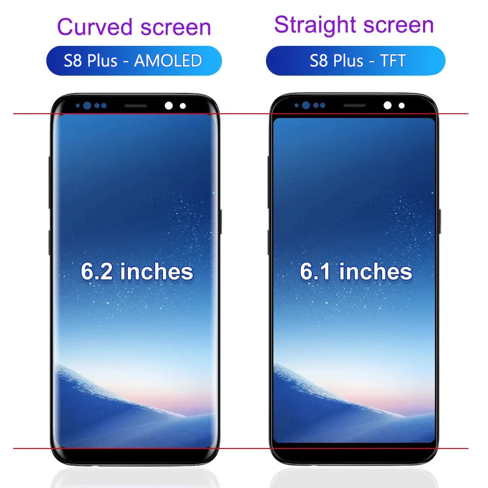 Samsung S8 artı G955 G955F LCD ekran dokunmatik ekranı için yüksek kaliteli TFT, S8+ Ekran Değiştirme için Dokunmatik Ekran