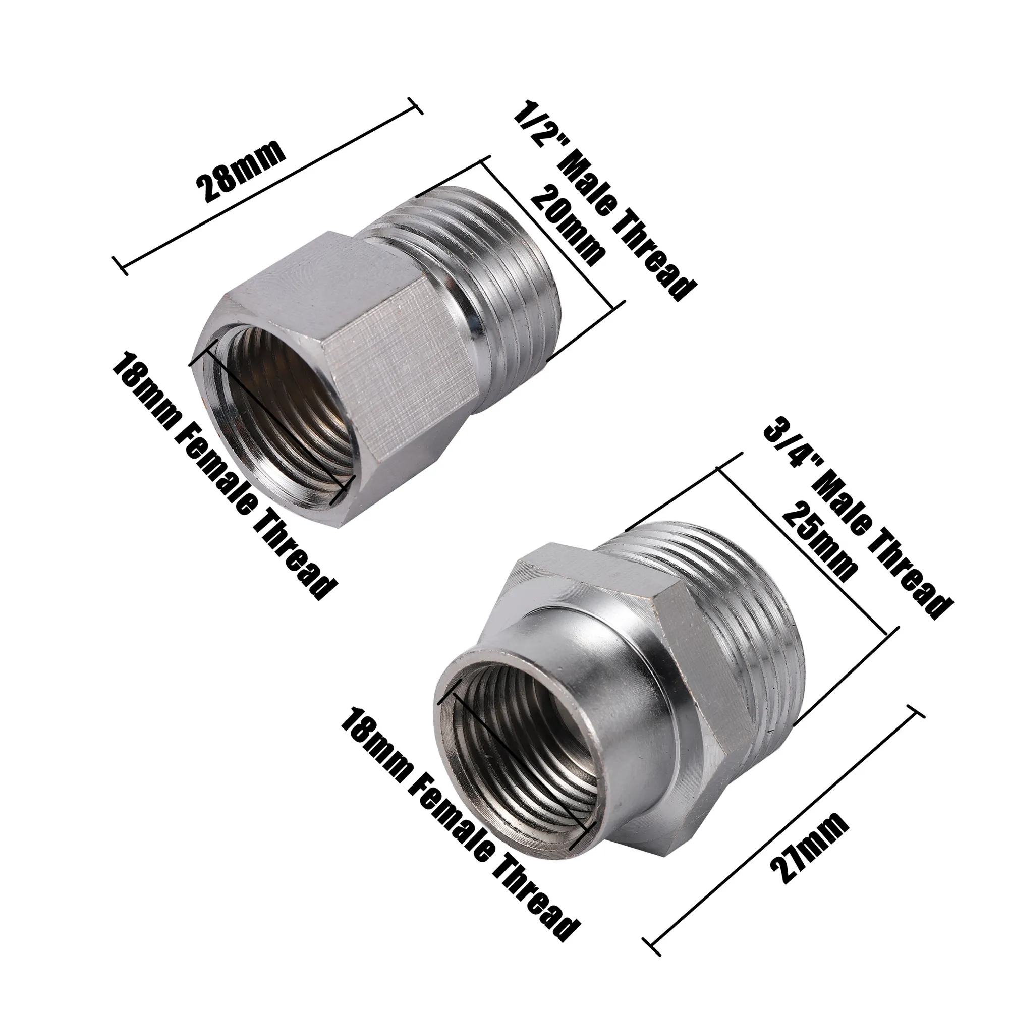1/2 3/4 Male Thread Adapter, Brass Water Pump Reducing Connector, 18mm ...