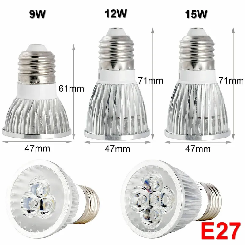 Dimmable 9W 12W 15W GU10 MR16 E27 E14 Светодиодная лампочка 85-265V светодиодный светодиод Lampada Spotlight тепло / сетевая / холодная белая светодиодная лампа 110 В 220V
