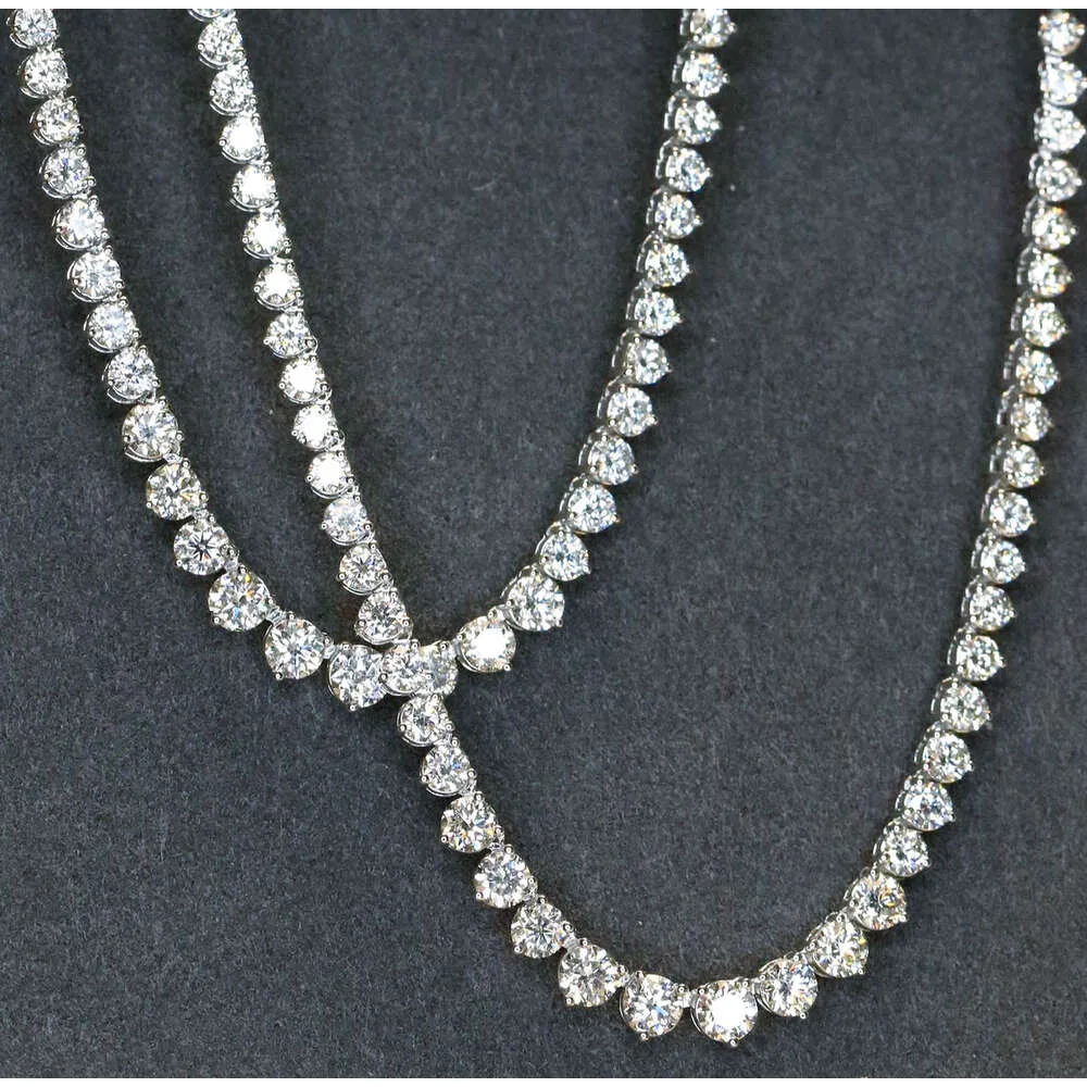 18k Solid REAL White Gold Vs Diamond Tennis Collana per donne 12carat Bling squisito catena di strozzatura a diamante piena di lusso