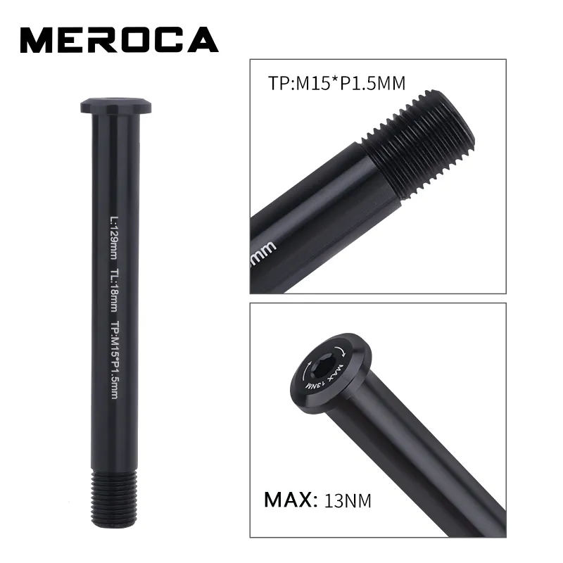 Meroca Mtb Road Bike thru Assle FORCHIO FORCO FURCO FURCO ASSLE ASSLE 100*15mm Pitch M15*P1.5 Parti di forcella in lega in lega di alluminio