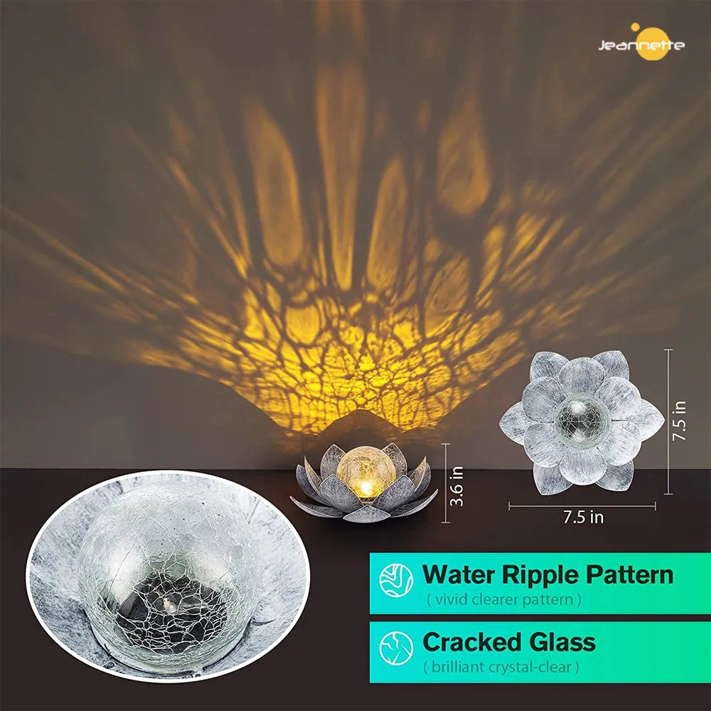 Solarlicht im Freien wasserdichte Gartenleuchte Glas Dekorative LED LOTUS Blumentisch Lampe für Wohnkultur Treppe Treppe Garten