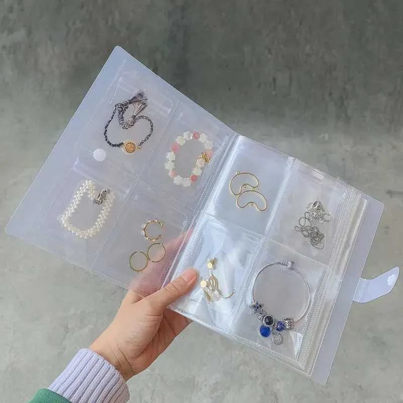 Smyckeslådor 160/84 påsar med transparenta smycken örhängen Organiserbok PVC Coin Album Collection Book Gift Box Transparent smyckesuppvisning