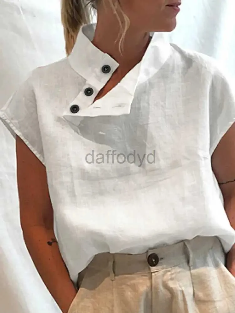 Chemises de femmes pour femmes Fashion Femmes Blouses 2024 Été coton Blusas Mujer Shirt blanc élégant Taunique à manches courtes élégantes Léger 240411