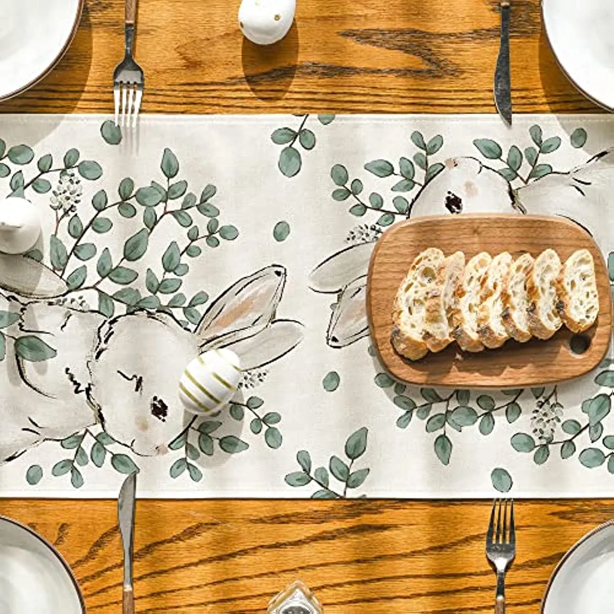 Tavolo da lino pasquale corridore floreale floreale foglie di coniglio vacanza primavera tavolino da cucina decorazione feste domestiche