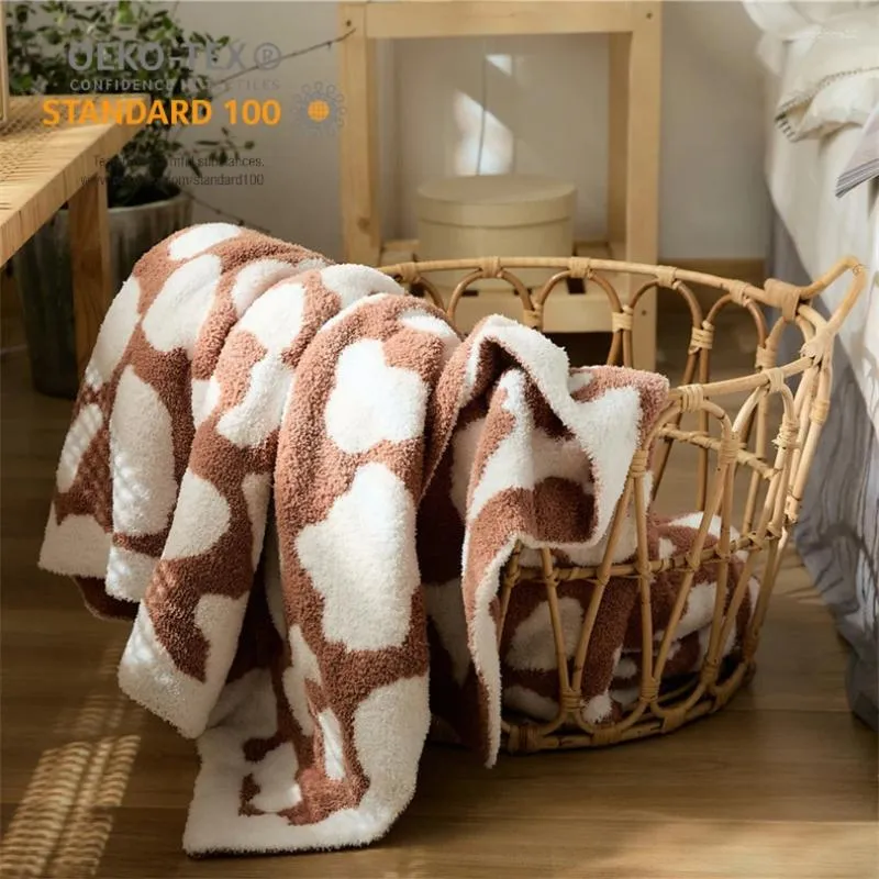 Filtar Nordisk stil leopardtryck halv sida sammet stickad filt casual mjuk soffa täcke hemklänning matchning