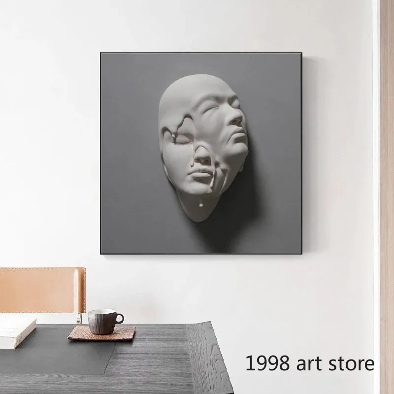 Modern Abstract Face Sculpture Art Posters Figuur standbeeld canvas schilderij muurafdrukken foto's voor woonkamer thuis decor cuadros