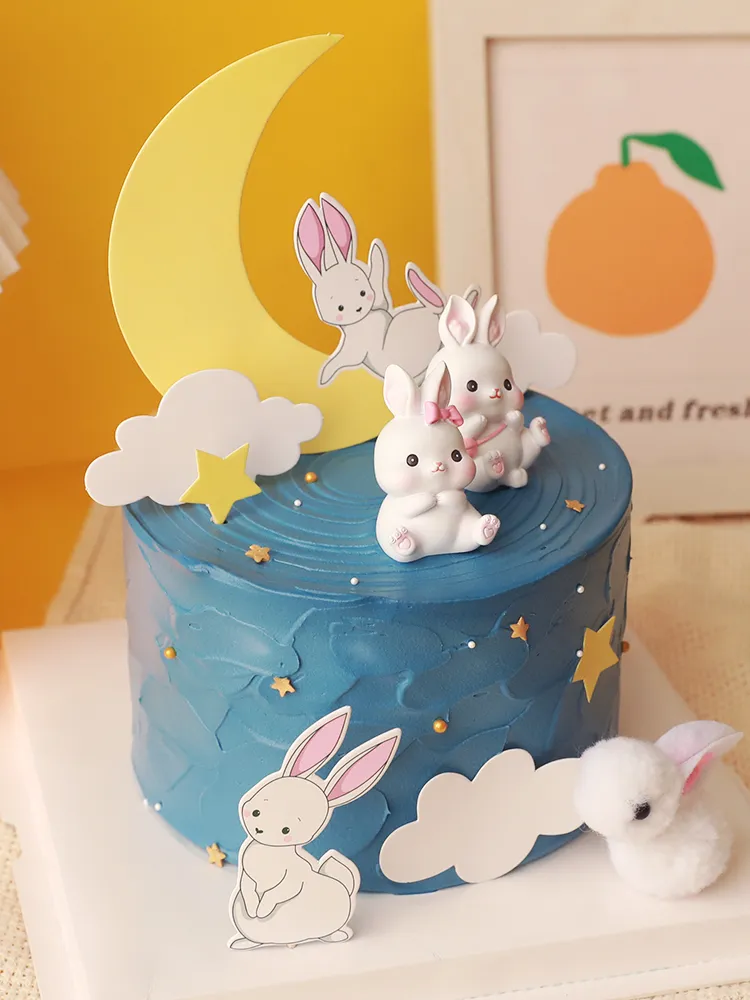 Lapin anniversaire animal gâteau topper joyeux anniversaire gamin carottes coeur coeur bébé kid favors animaux gâteaux de fête de baby shower cadeaux