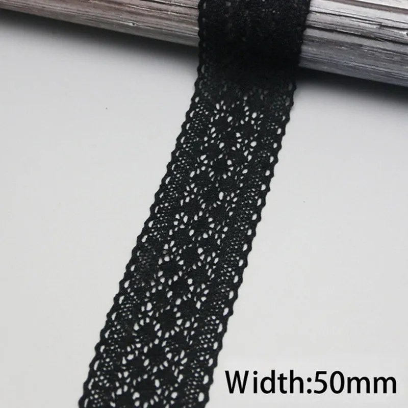 5 metre 50mm Siyah İpek Net Dantel Kumaş Şeritler Trim Diy dikiş El yapımı zanaat malzemeleri