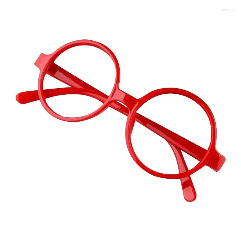 Okulary przeciwsłoneczne ramy retro nerd w stylu okrągłe okulary okrągłe rama no soczewki cukierki kolor plastikowy mot f0t5