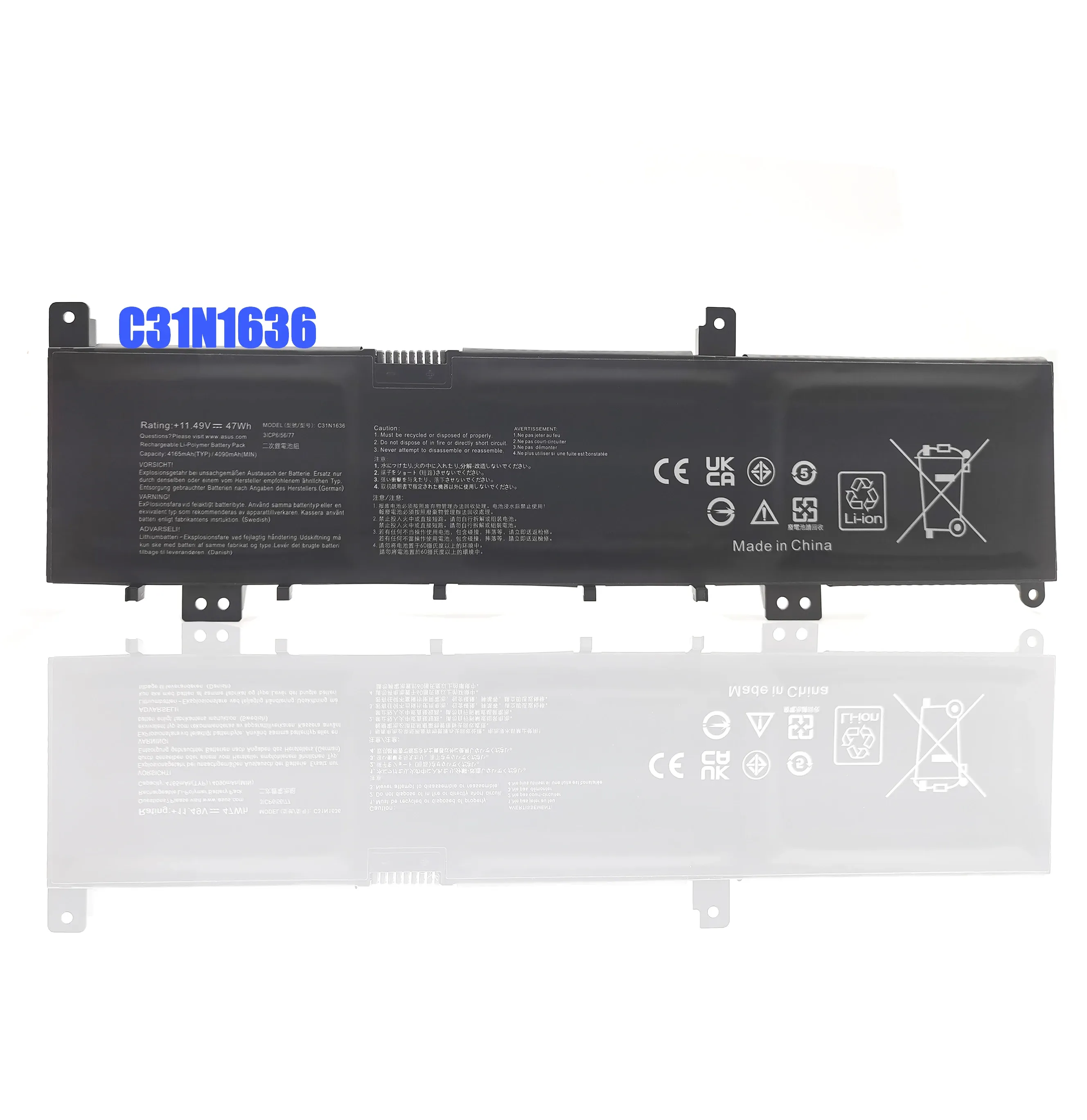 ASUS N580VN N580VD NX580VD7300 NX580VD7700 배터리 C31N1636 용 배터리 강도 공장 노트북 배터리