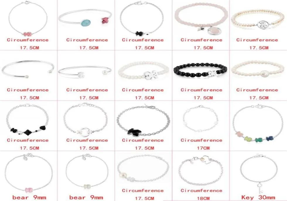 2021 100 925 STERLING SLATA CLASSIFICAÇÃO BRACELETA DE URSO CARTO DE ALTA QUALIDADE Moda boa feminina fábrica fábrica inteira Direct S253009743