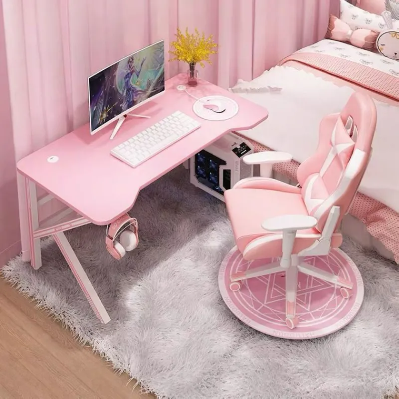 Pink Gaming Desk Girls Study Desk Computer Table Table Cairs Live Gamer Home مكاتب نوم مكاتب سطح المكتب Mesa