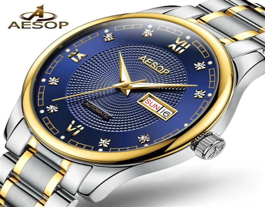 Asesop MEN039S Business Automatic Mechanical Watch Men Wrist Watches Wristwatch Aço inoxidável Male Male Men Relogio Masculino6549531