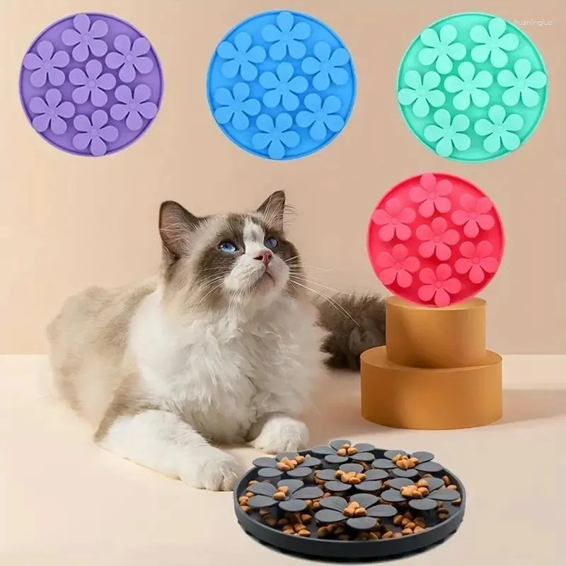 Piesowa odzież Pet Powolna miska z designem kwiatowym anty-chokingiem i antygulowaniem interaktywna karma dla kotów i pupies
